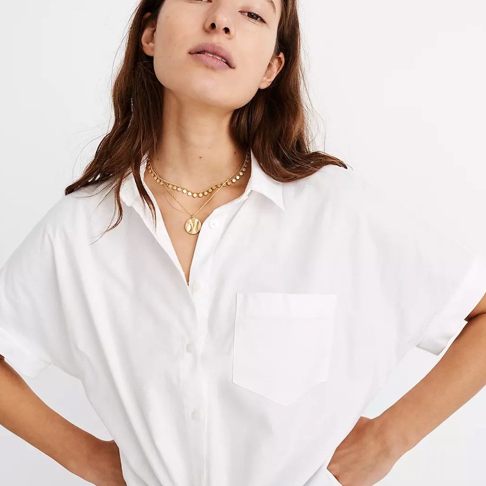 MADEWELL Short-Sleeve Tie-Front Shirt